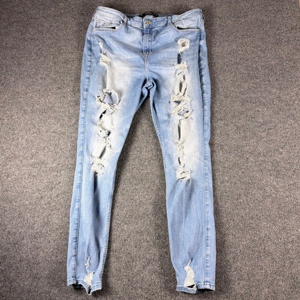 Hollister Jeans Distressed Curvy High Rise 19R W34 L30 Light Blue